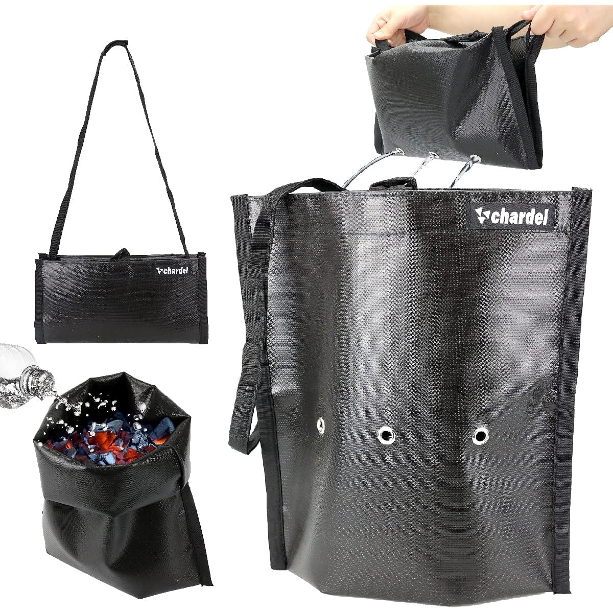 chardel Fire Extinguishing Bag (Time-saving Water Extinguishing Type) Ash Steam Charcoal Processing Bag Charcoal Holder Fireproof Waterproof Compact Design Easy Draining Fire Extinguishing Camping Barbecue Bonfire