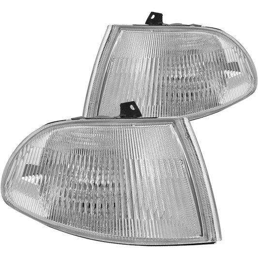 SPEC-D TUNING Chrome Housing Clear Lens Corner Light 1992-1995 Honda Civic 4 Door Sedan Parking Signal Lamp Acembris Left+Right Pair
