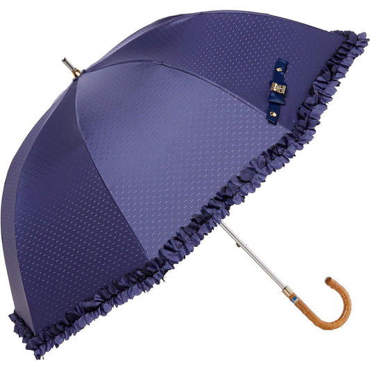 MOONBAT LANVIN en blue Frill Parasol Short Umbrella Parasol Sun and Rain Umbrella Simple Stylish Cute Heat Shielding/Blackout Women's Blue