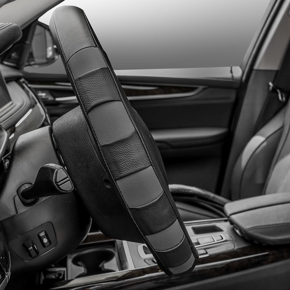 FH GROUP Universal Fit Genuine Leather Sports handle Cover Most car/SUV/Truck gray