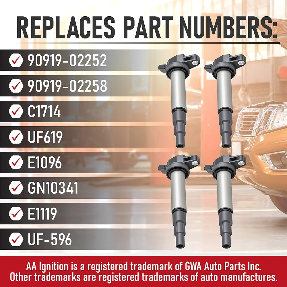 Exchange Ignition Coil Pack Set -Toyota Lexus Saion -1.8L L4 Corolla Matrix V Plugin Vibe X D CT200H -90919-02252 90919-02258 UF619 C1719 C1714