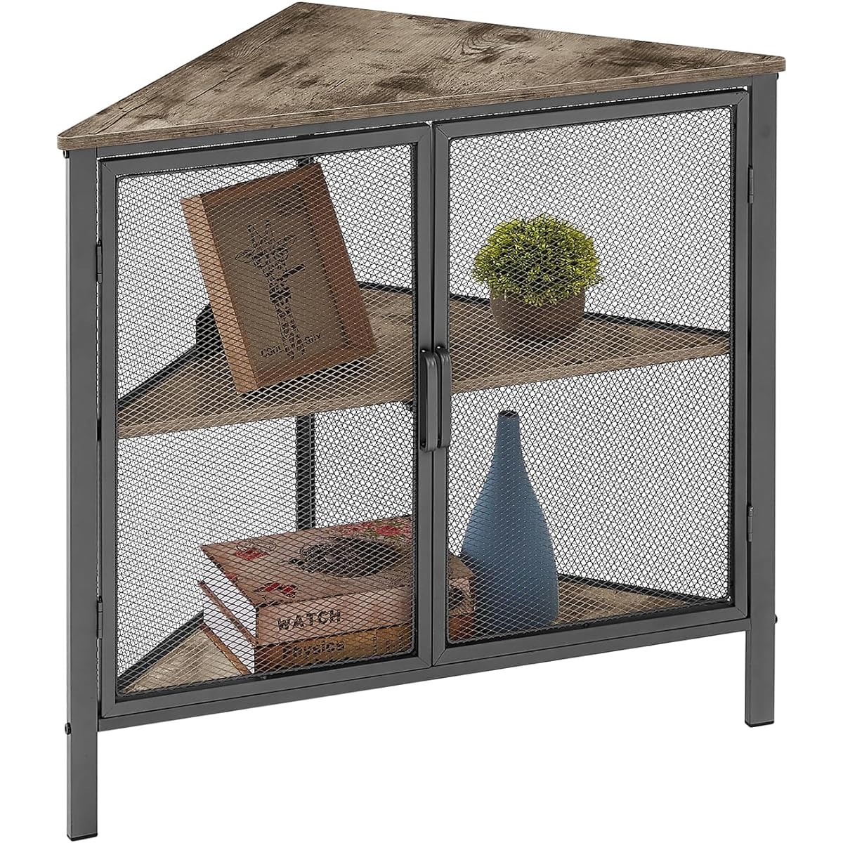 VECELO Corner Rack, Corner Shelf, Corner Shelf, Bookshelf, Storage Rack, Gray, Width 51.5cm x Depth 51.5cm x Height 70cm, Stylish, Easy to Assemble, Scandinavian Style, Space Saving [Regularly Imported from Japan] KHD-XF-CS01-GRY
