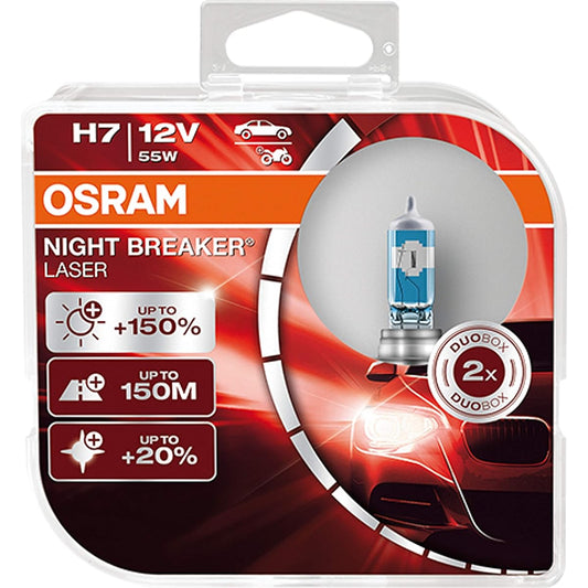 OSRAM Night Breaker Laser H7 Next Generation 150%or more halogen headlamp 64210NL-HCB 12V Passenger car duo box (2 lamps)