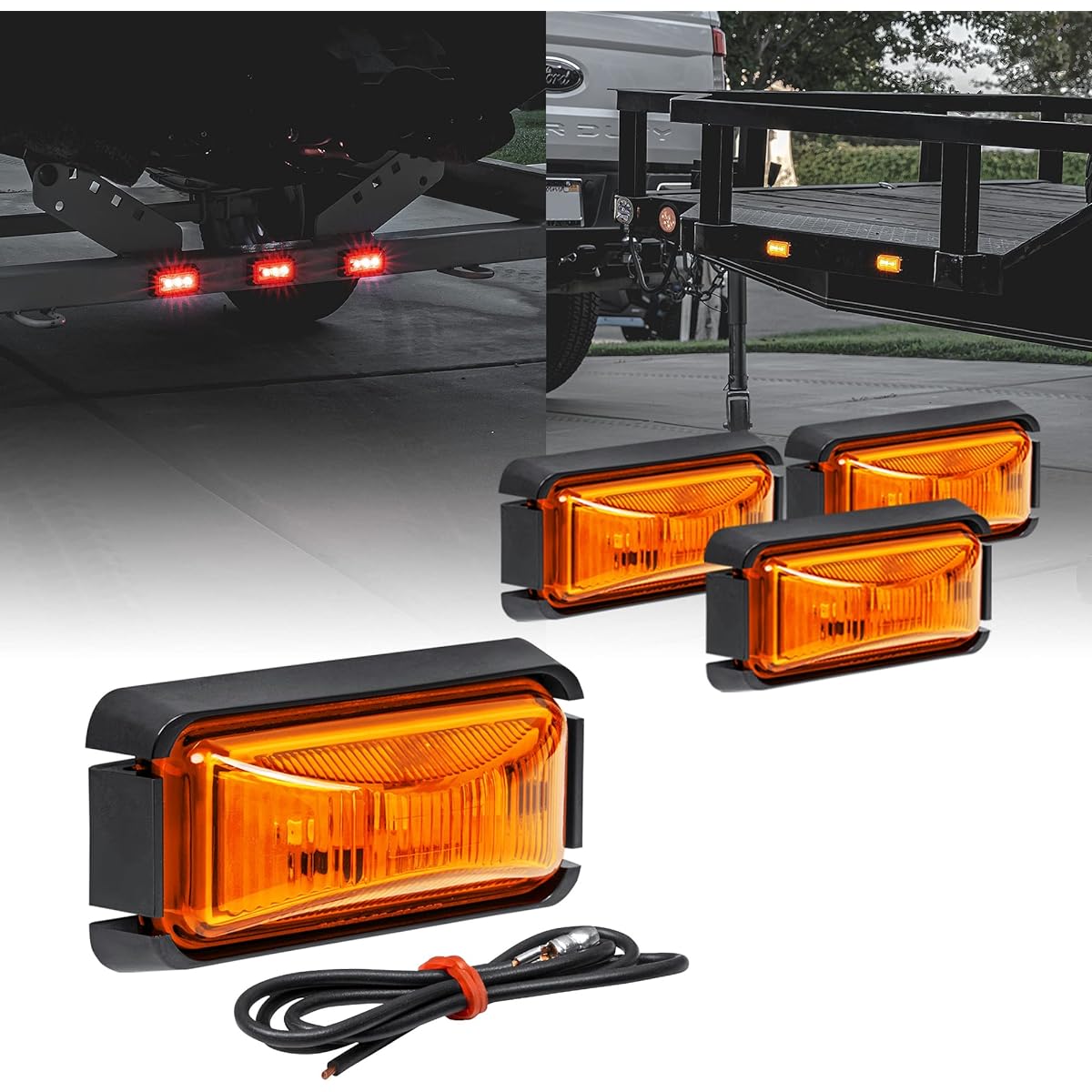 TRUE MODS 2.5 inch Anto LED Trailer Marker Marker Light Black Besel [Dot FMVSS 108] [SAE P2PC] [Surface installation] [Waterproof IP67] 4 side markers for trucks for trucks