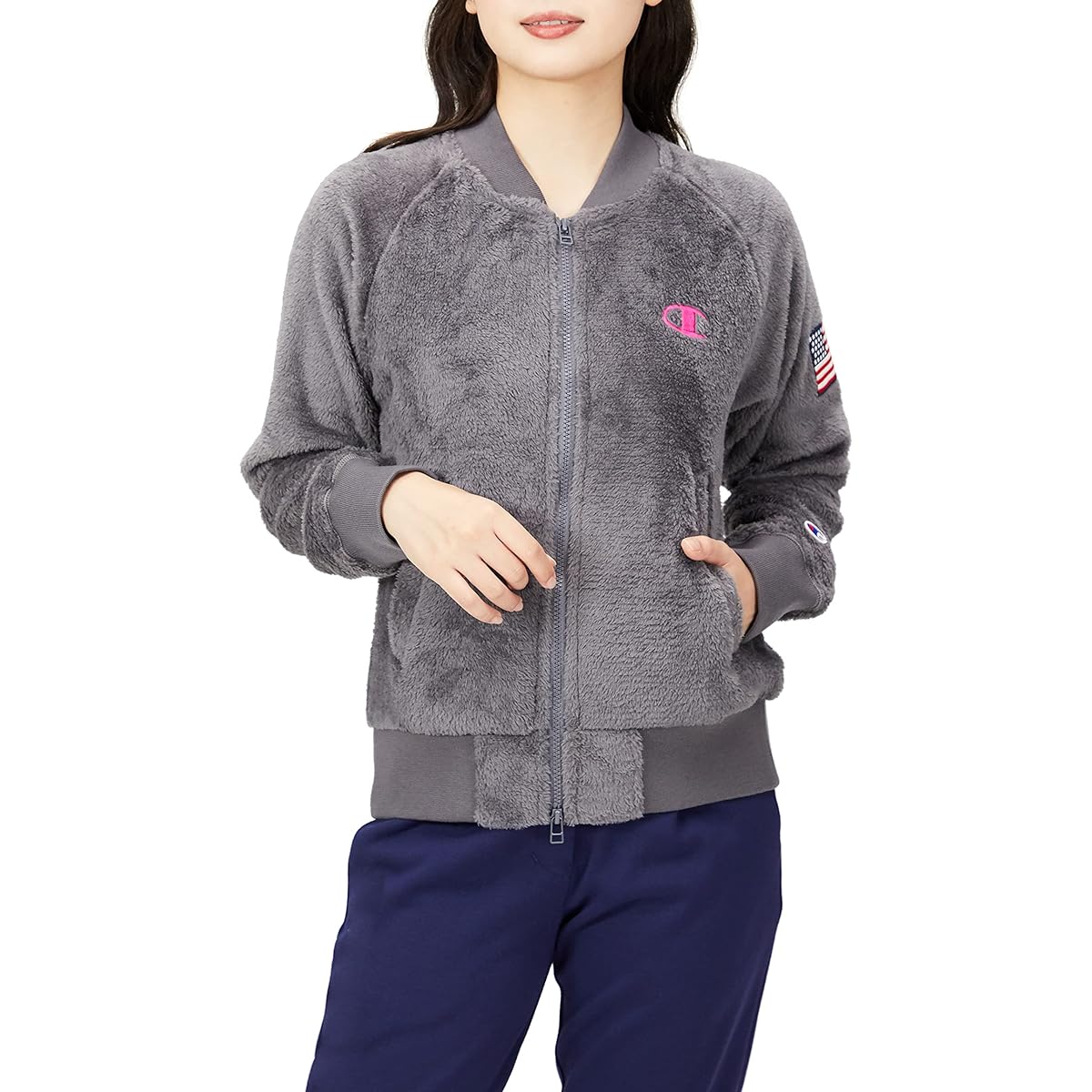 [Champion] Jacket, Long Sleeve, One Point Logo, Zip Jacket, CW-WG605, Women's