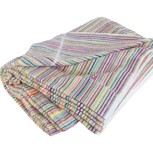 Bloom Imabari Towel Certified Towel Blanket Reused Striped Single Approx. 140 x 190cm All Seasons Made in Japan 100% Cotton Leftover Thread Eco Thick
