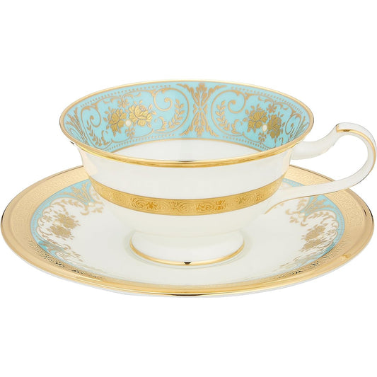 Noritake Cup & Saucer (Coffee Tea) 220cc Georgian Turquoise Bone China T59587/4857