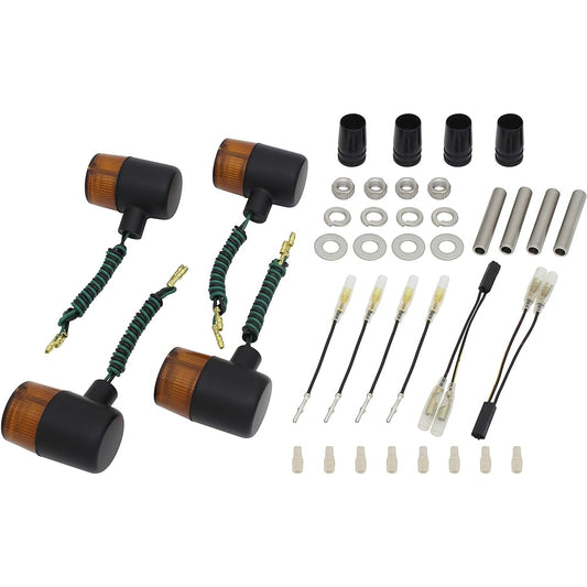 POSH Motorcycle Supplies Turn Signal Classic 71 Type Car Specific Set W650 ('04~~) W400 ('04~~) Estrella ('07~~) Black Body/Orange Lens 016191-56~