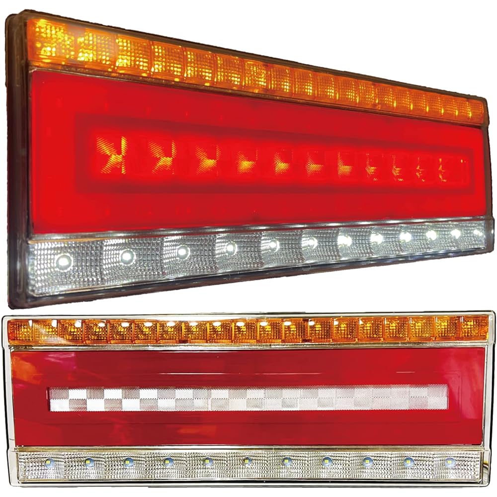 Yabiic 24V LED Tail Lamp Truck Flowing Turn Signal Sequential Turn Signal Deco Truck Brake Waterproof with High Flash Prevention Kit Custom [2023 Edition]