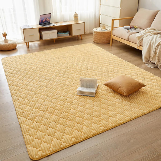CHOSHOME Carpet Rug, Extra Thick 25mm Rug, 3 Tatami Mats, Thick Rug, Non-Slip, Soundproof, Fluffy to the Touch, Water Repellent, Scandinavian, Washable, Flannel Rug, Floor Heating, Compatible with Hot Carpets, Plain, Simple, Dust Mite Resistant, Antibact