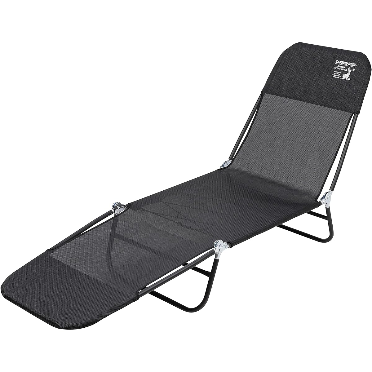 CAPTAIN STAG Outdoor Bed Bed Cot Cool Mesh Reclining Bed 5 Levels Reclining Black UB-2012 Width 56 x Length 182 x Height 27 cm