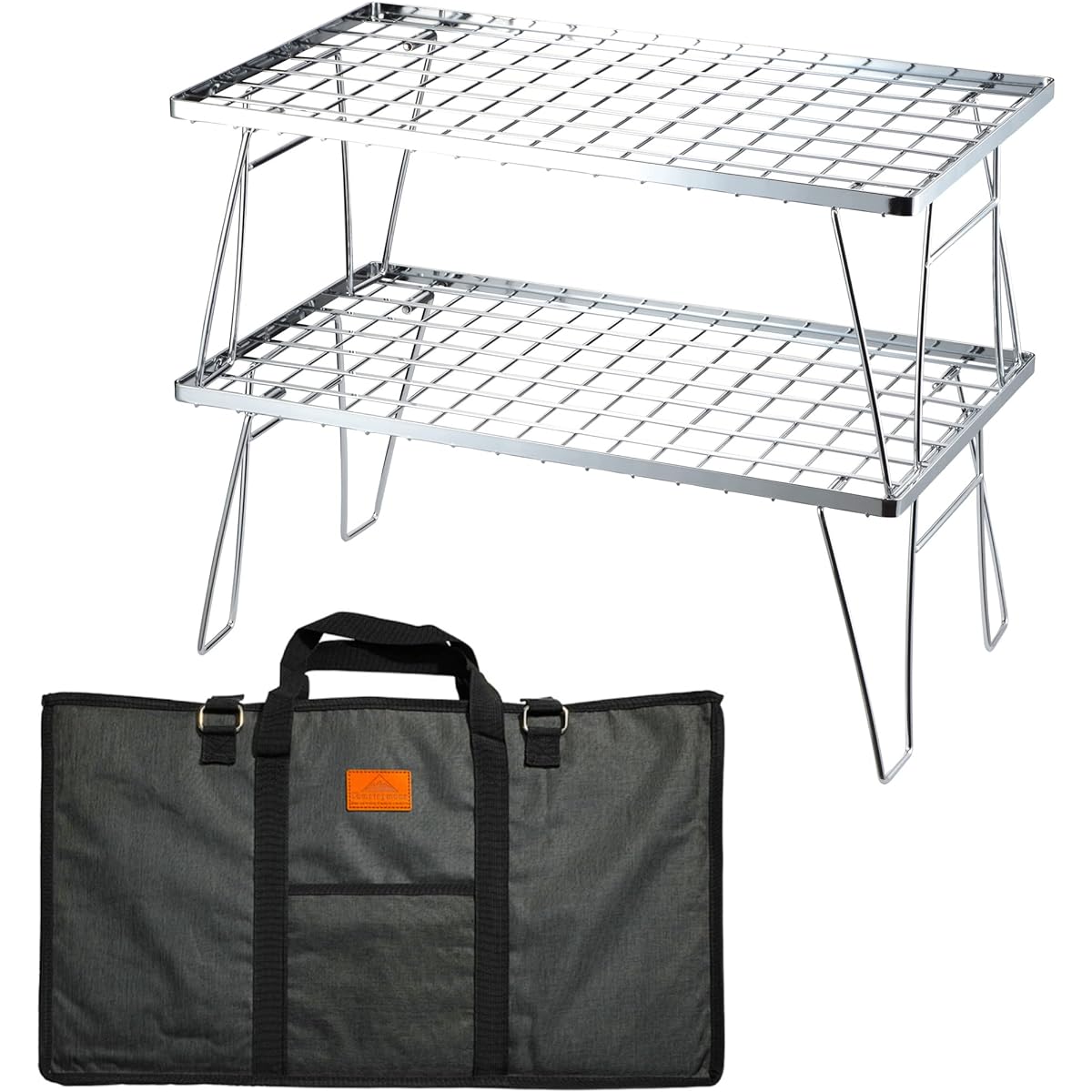 Camping Moon Field Rack Ground Rack All Stainless Steel with Storage Bag Main Unit T-230A 2 Piece Set T-230A-2T