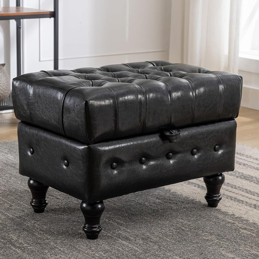 Altrobene Storage Stool, Large Capacity Storage, Storage Bench, Velvet, Foot Rest, Storage Box, Includes Storage, Accessory Storage, Clothes Storage, Stool, Suitable for Living Room, Entrance, Bedroom, With Legs, Ottoman, Gray