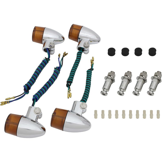 POSH Motorcycle Supplies Bullet Type Turn Signal Vehicle Specific Set XJR1300('00~'06) ・XJR400/R('95~) Plated Body/Orange Lens 060498-33