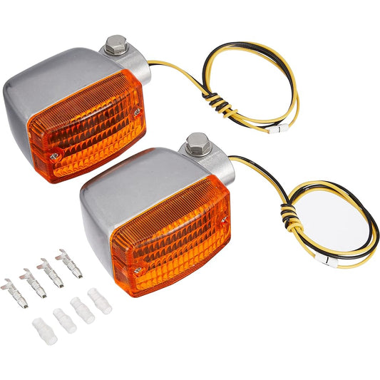 Kijima Motorcycle Bike Parts Turn Signal Lamp #470 Square Type Silver Body/Amber Lens General Purpose 219-5191