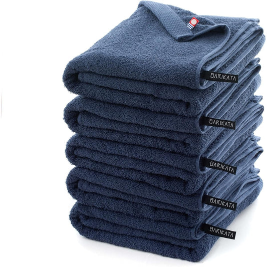 Hartwell Imabari Towel Daringly Hard Towel Barikata Bath Towel Sports with Loop Hard Not Soft Set of 5 Navy