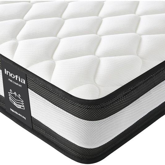 Inofia Mattress Queen Mattress Specialty Brand High Resilience Mattress Extra Thick 24cm Bed Mattress Pocket Coil Body Pressure Dispersion Breathable Antibacterial and Deodorizing Treatment Comfortable Sleep High Durability Compressed Packaging Easy to C
