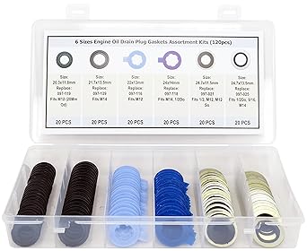 DSNADUO Oil Doren Plug Gasket Assorted Kit 120 pieces 6 Size M12 M14 For Ford 097-119 097-116 097-118 097-021 097-025