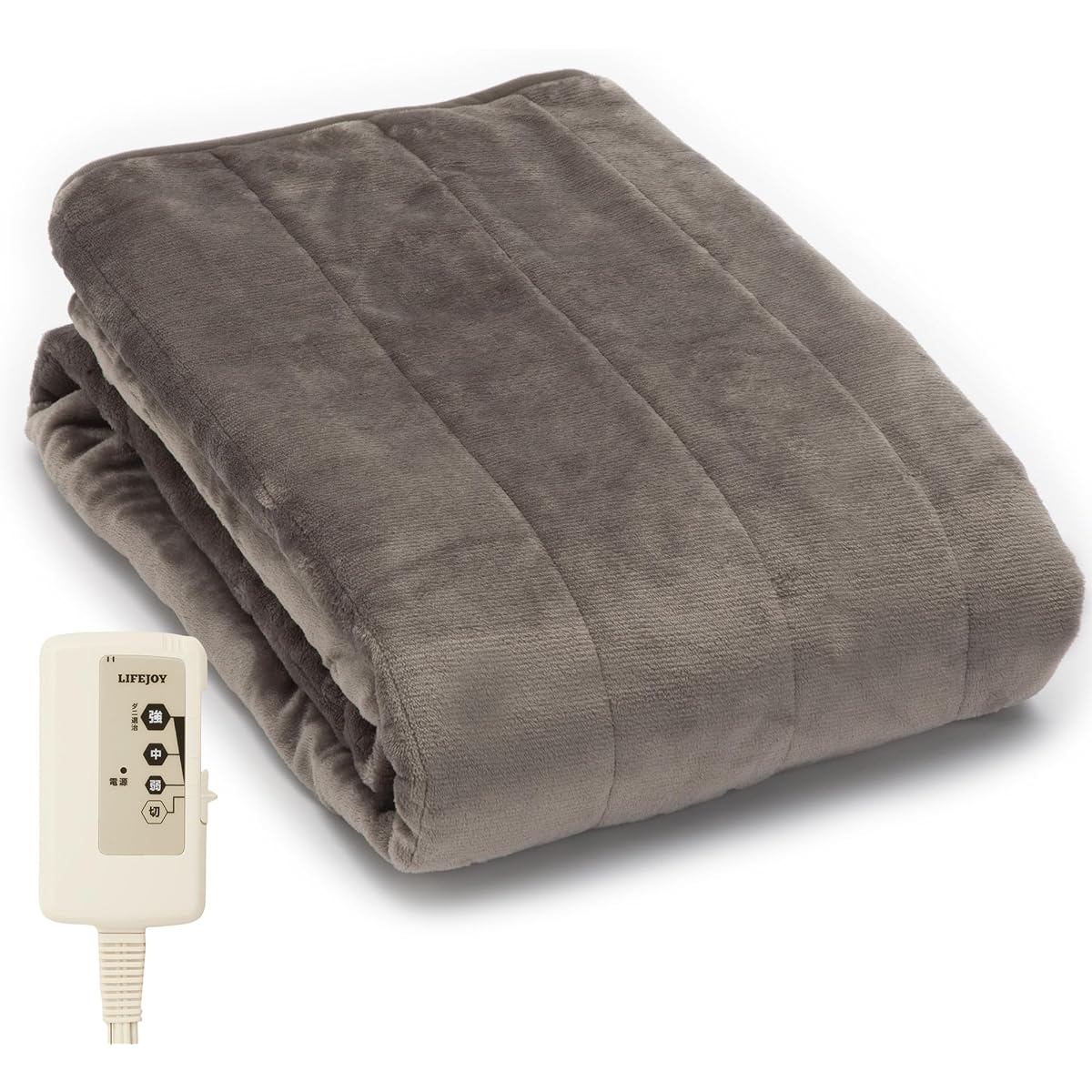 Lifejoy Electric Blanket Bed Pad Made in Japan 200cm x 100cm Single Gray with Rubber Band Washable Dust Mites Repellent Energy Saving Fluffy JCP551H