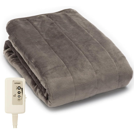 Lifejoy Electric Blanket Bed Pad Made in Japan 200cm x 100cm Single Gray with Rubber Band Washable Dust Mites Repellent Energy Saving Fluffy JCP551H