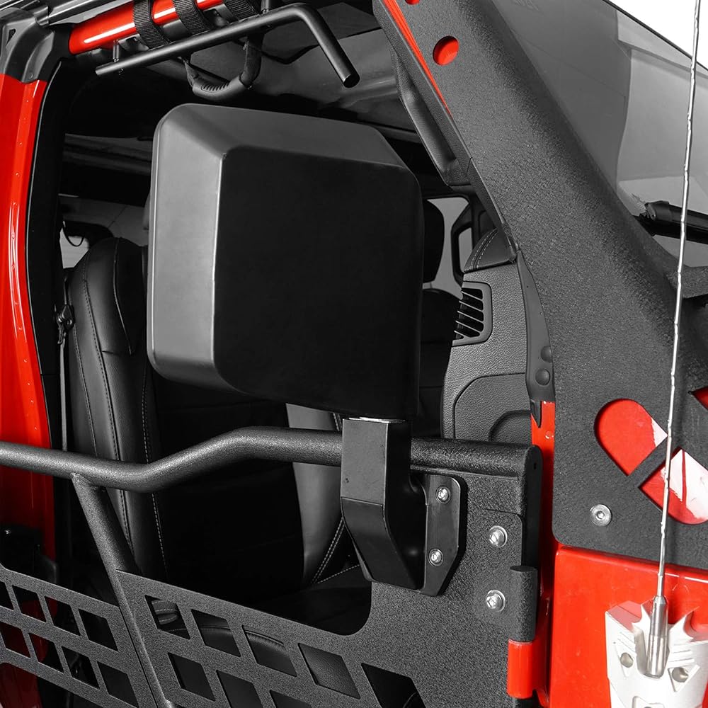 HOKE Roadside View Mirror Hook Road Half Door Geep Langler TJ JK JL Gradiator JT 97-24 1 Pair Technique Black