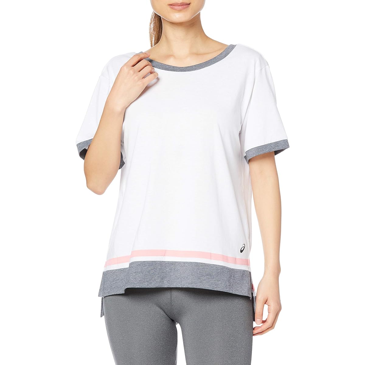 [ASICS] Training Wear Color Block Short Sleeve Shirt 2032B795 Women's