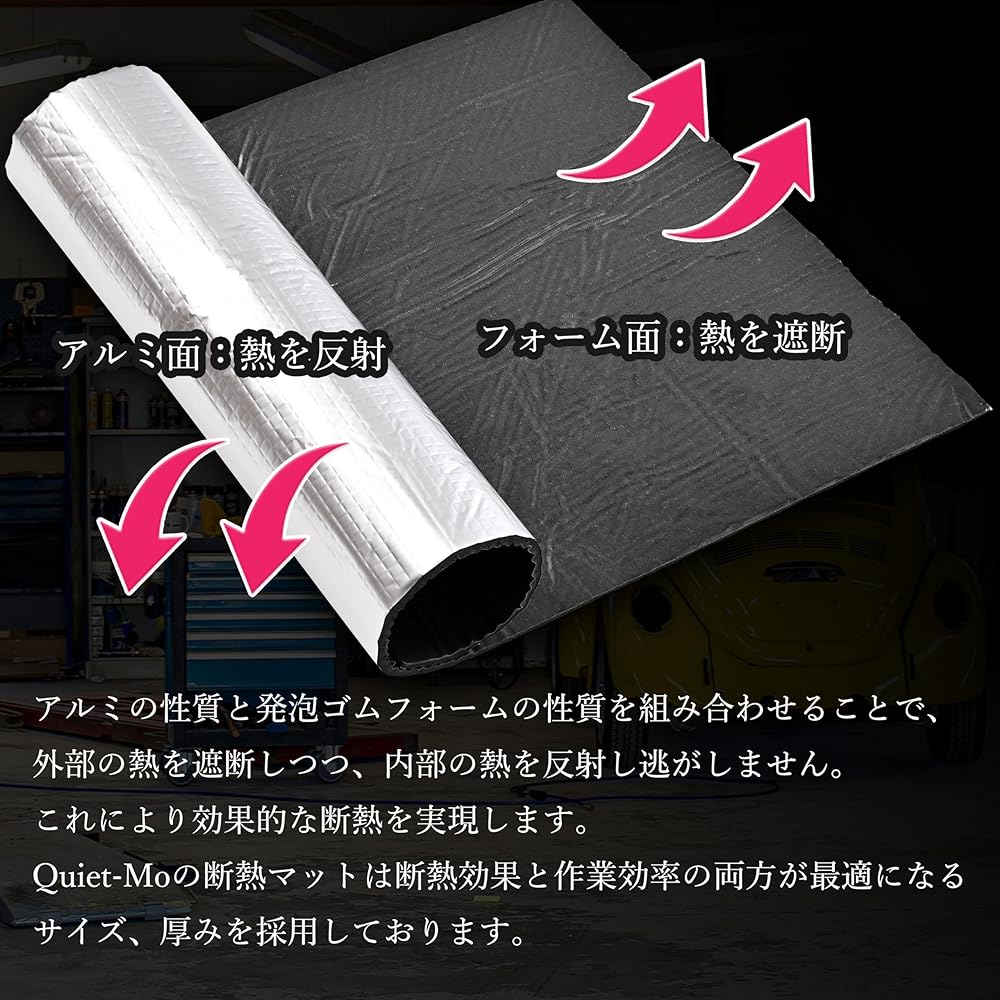 Quiet-Mo Thermal Insulation Sheet, Car Insulation Mat, 39.4 x 39.4 ft (100 x 10 m) (Thickness 0.2 inches (5 mm), Silver, Sound Absorption