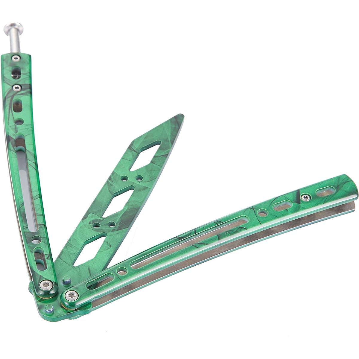 Foldable Outdoor Camping Equipment Practice Butterfly Knife Bladeless Training Tool Three Edges (Green)