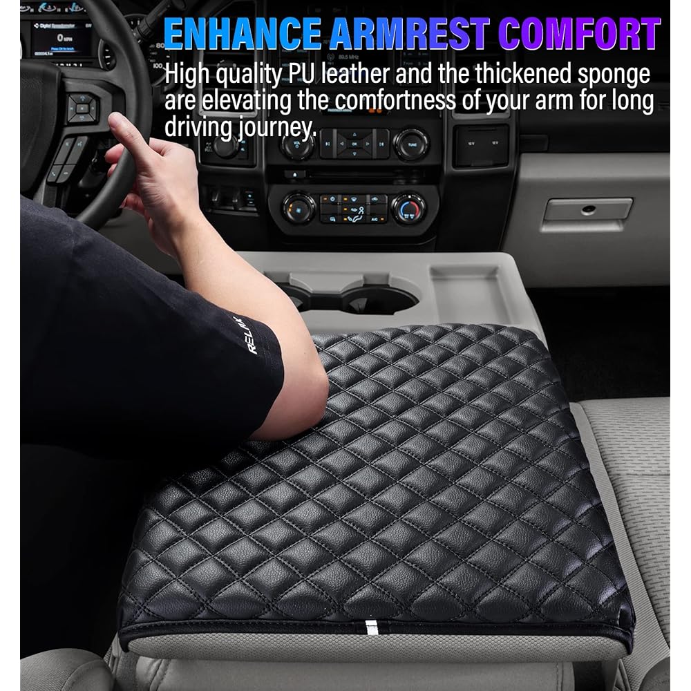 SINVANHO thick center console armrest cover FORD F150 F350 F350 F450 2015-2022 accessories PU leather middle console protective cover protective cover armrest box lid cushion 40/20/40 Jump seat only
