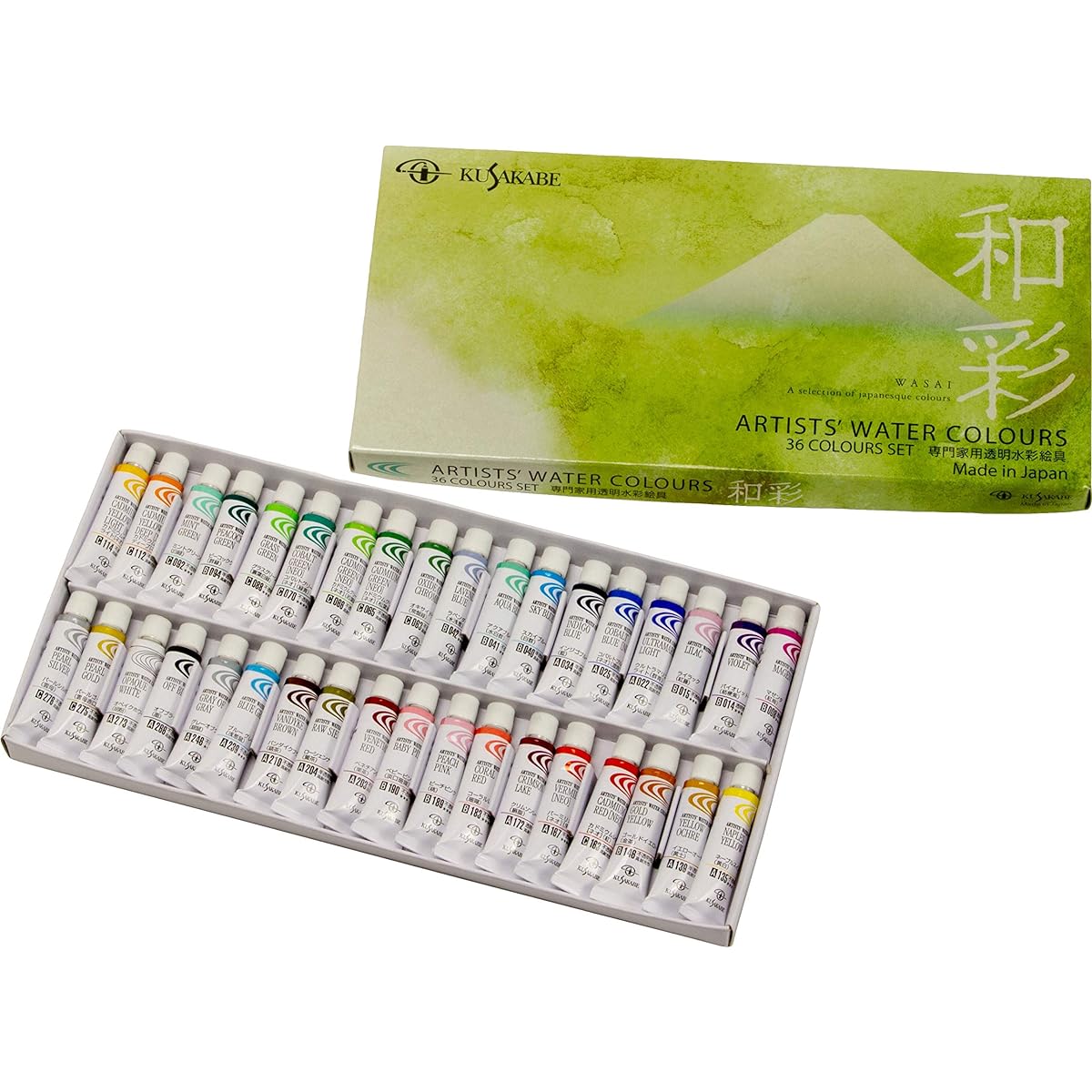 KUSAKABE Transparent watercolor paint Japanese color 36 color set 5ml (No. 2)