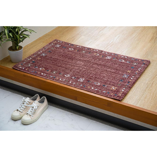 Ikehiko Mat Entrance Indoor Outdoor Imported Maia Red Approx. 70 x 120cm Rectangular Made in Turkey Wilton Weave Ethnic Simple Antibacterial and Odor Resistant All Seasons Durable #1311730246401