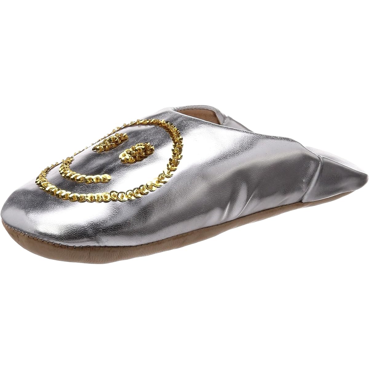 [Fatima Morocco] Men's Smile Sequin Babouche MFM003 Silver 27 cm