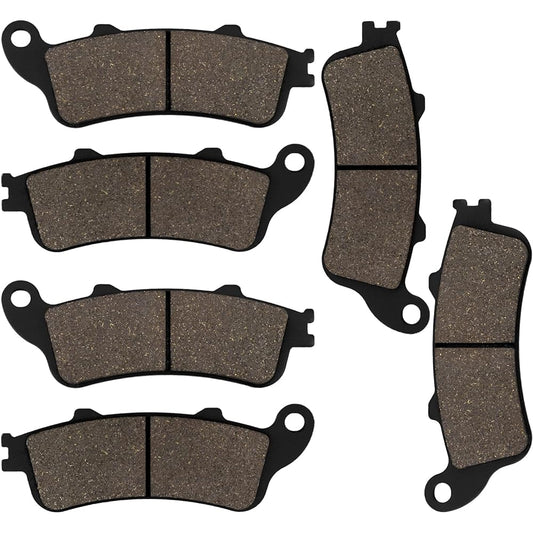 Sollon Front and Rear Brake Pads Compatible with Honda 800 VFR800 F Interceptor 800 / GL1800 Goldwing1800 / CBR1100XX/ ST1100 / VTX1800R VTX1800C VTX1800F 1996-2010