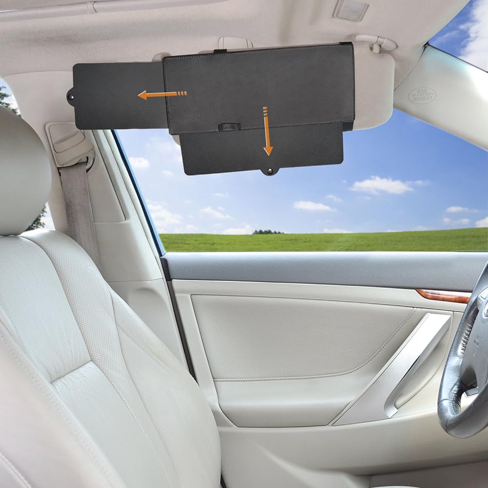 Car Viser Sunshade Extender TFY Anti -Glare Sun Visor Extender Window Sun Shade 1 UV cut -off (Black)