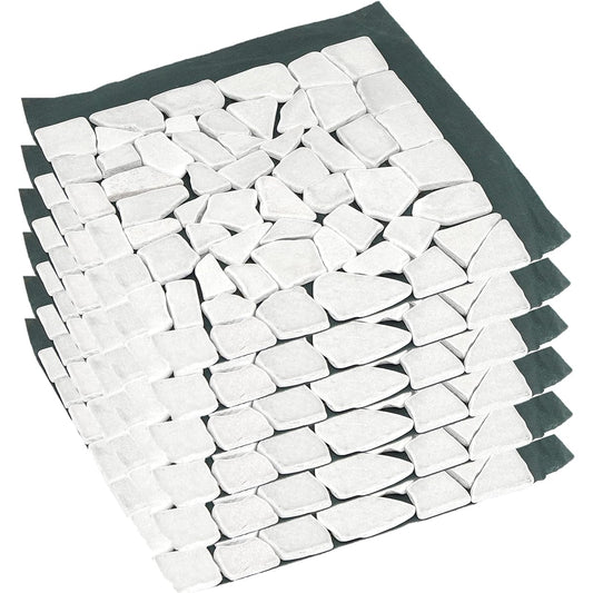 Living Out Natural Stone Mat Set of 6 with Weed Prevention Sheet Just Lay It - White Body: Depth 30.5cm Body: Height 1cm Body: Width 30.5cm