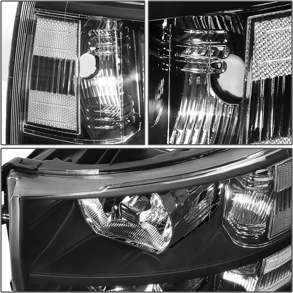 DNA MOTORING HL-OH-CSIL07-BK-CL1 Black Housing Headlight 07-13 Sylvarad 1500/07-14 Silvarad 2500 HD 3500