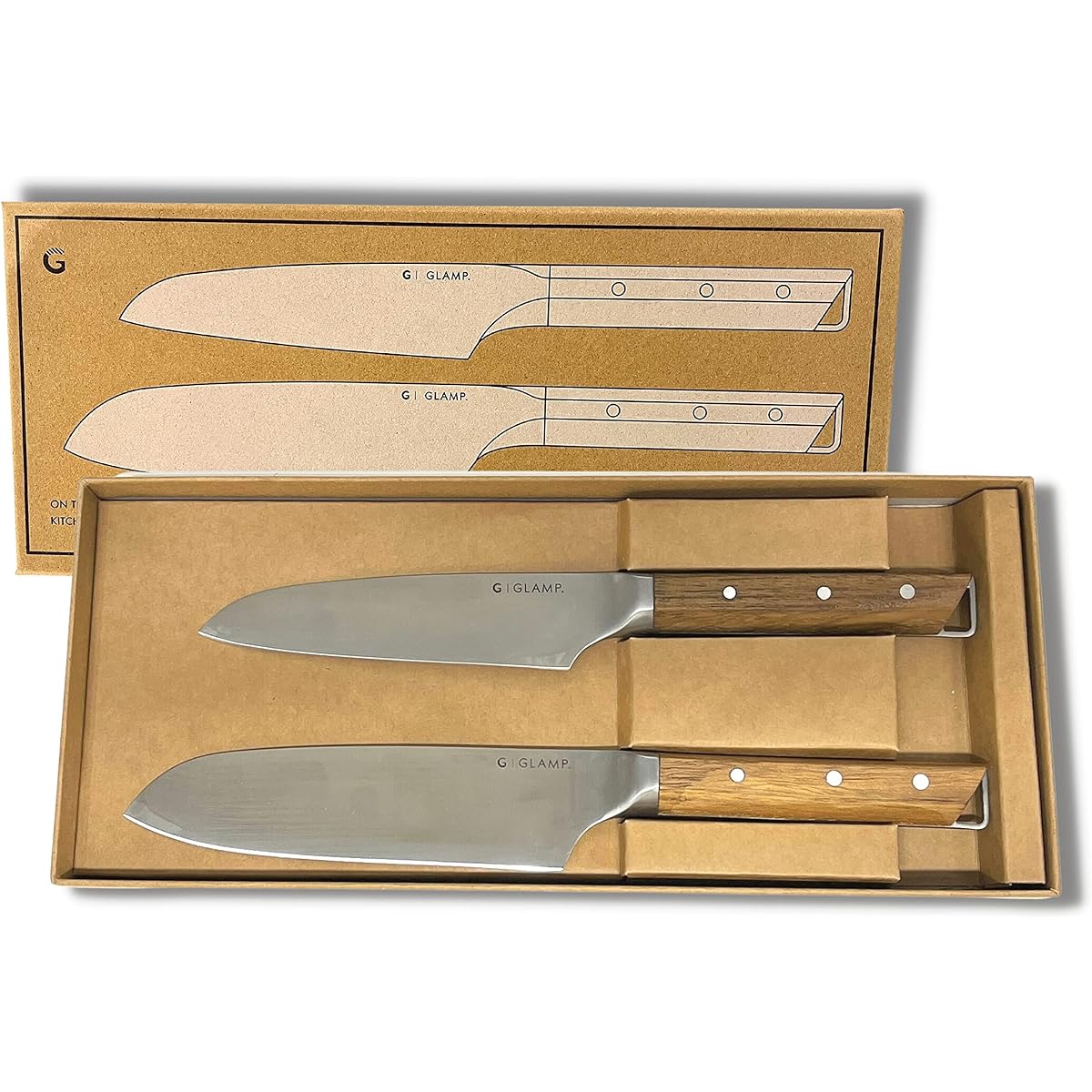GLAMP. Set of 2 (Santoku + Petty Knife) Compact Knife Santoku Knife Petty Knife 11cm 13cm Made in Japan Domestic Knife Fruit Small Knife Made of Molybdenum Vanadium Steel GL-PTK-11 GL-SAK-13 GL-PS-2