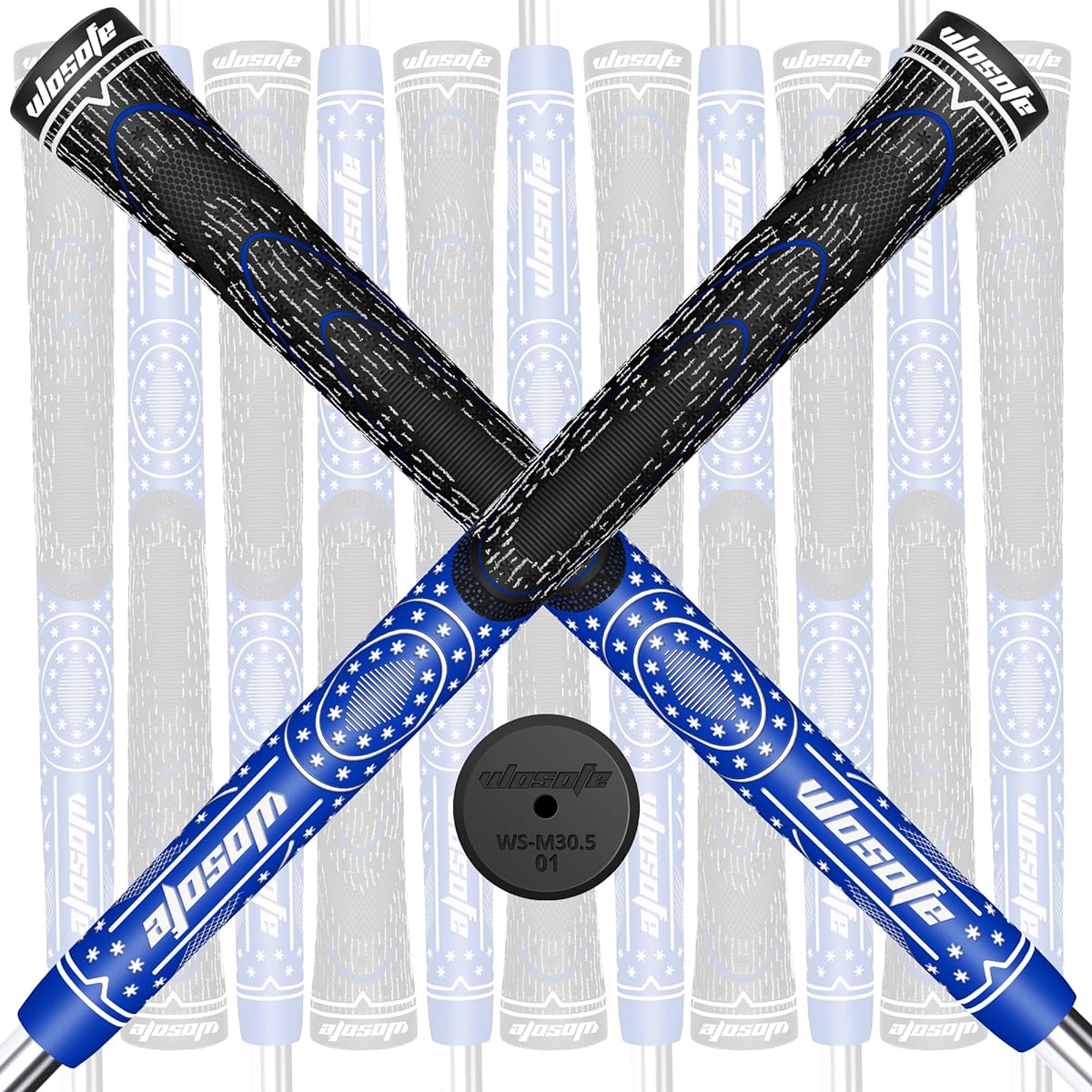 Wosofe Golf Grips 13 Pack Corded Rubber Compound Material Hybrid Golf Club Grips Standard Mid Size Options 4 Colors All Weather Compatible