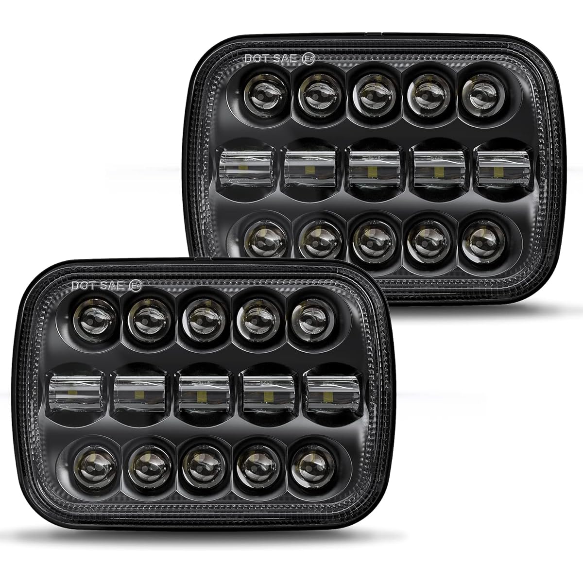 BICYACO DOT 110W 5x7 7x6 inch LED headlights HI/LED LED Shield Beam Beam Lamp Jeep Langler YJ Cerocy XJ XJ Kenworth T300 1997-2010 H4 Plug H6054 H5054 6052 (Black)