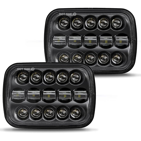 BICYACO DOT 110W 5x7 7x6 inch LED headlights HI/LED LED Shield Beam Beam Lamp Jeep Langler YJ Cerocy XJ XJ Kenworth T300 1997-2010 H4 Plug H6054 H5054 6052 (Black)