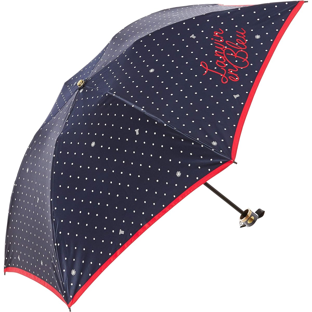 [Moonbat] Folding Umbrella LANVIN en Blue Rain Umbrella Folding Umbrella Satin Print Dot Pattern Ladies Fashionable Navy Blue Rib Length: Approx. 55cm