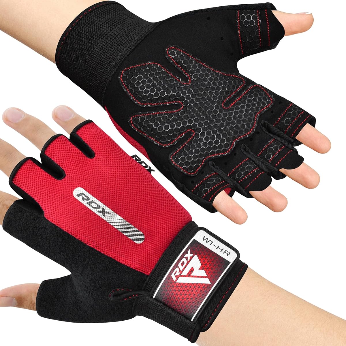RDX Weightlifting Gloves Gym Fitness Workout with Anti-Slip Pad Full Palm Protection Ultra Breathable Bodybuilding Strength Training HIIT WOD Exercise Half Finger Men Women Cycling Rowing Climbing