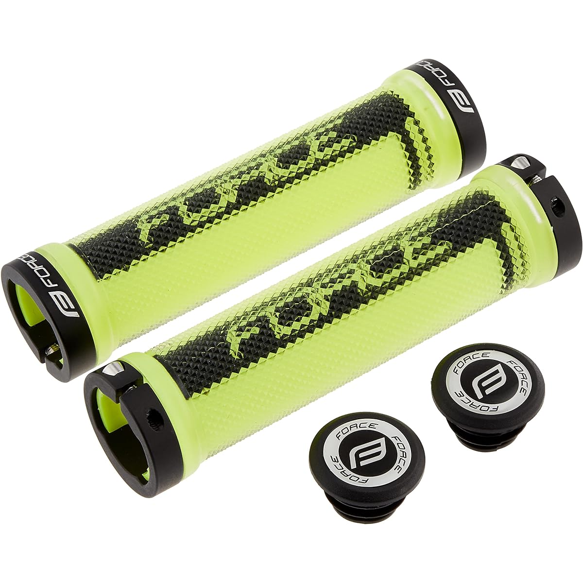 FORCE Grip Bicycle LOGO Lock Ring Skeleton Fluo Grip Length 128mm 22.2mm 80211
