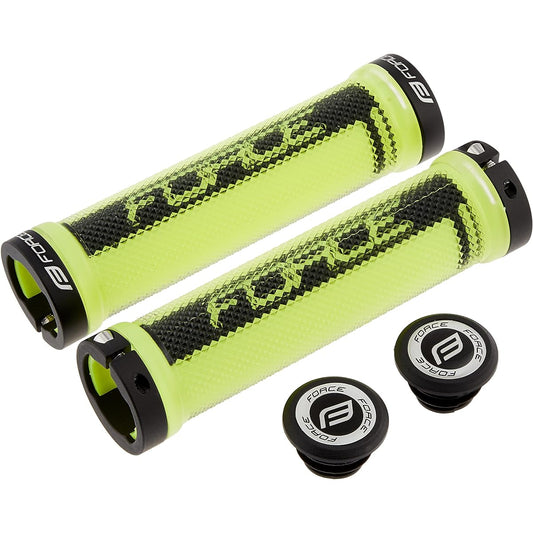 FORCE Grip Bicycle LOGO Lock Ring Skeleton Fluo Grip Length 128mm 22.2mm 80211