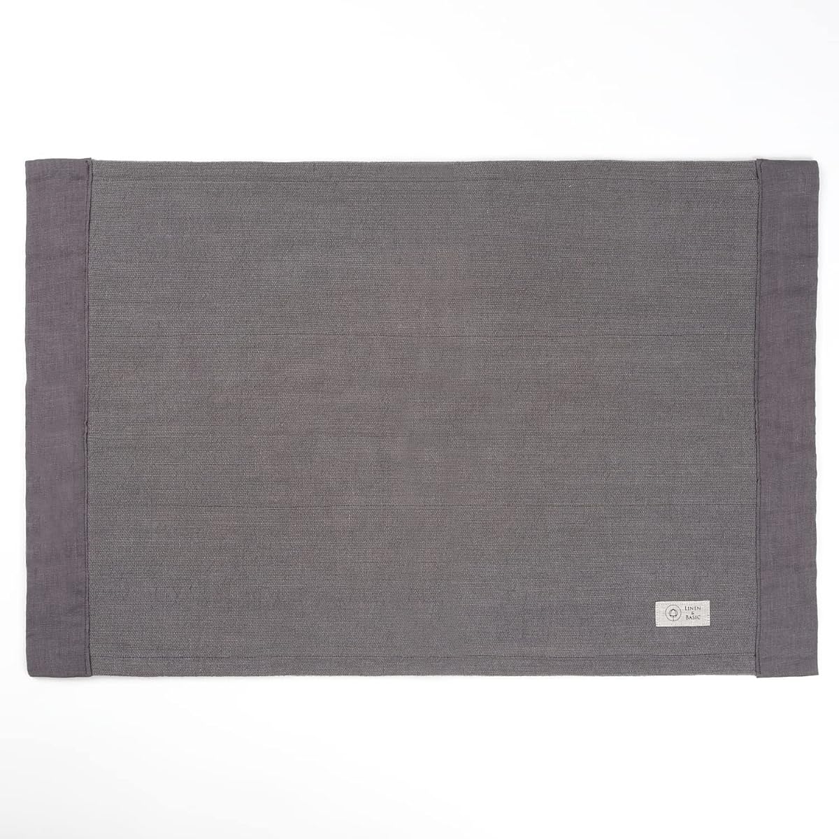 LINEN & BASIC Bath Mat (42*64cm / 100% linen) Quick-drying, absorbent, perfect for around water (simple design) Foot wiping mat, gray
