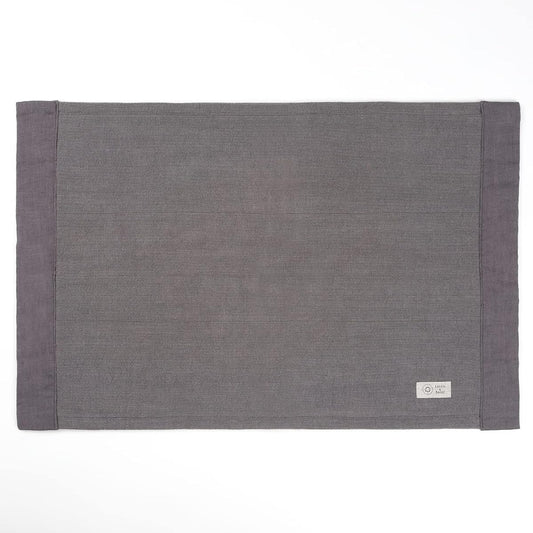 LINEN & BASIC Bath Mat (42*64cm / 100% linen) Quick-drying, absorbent, perfect for around water (simple design) Foot wiping mat, gray