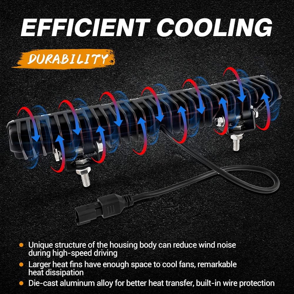 AUXBEAM LED light bar 1 row 14 inch 60W Ultra -thin spot Beam off -road driving Fog Fog Bumper Loped Ropro Fil Wiring Harness Track Boat ATV UTV UTV Car Jeep