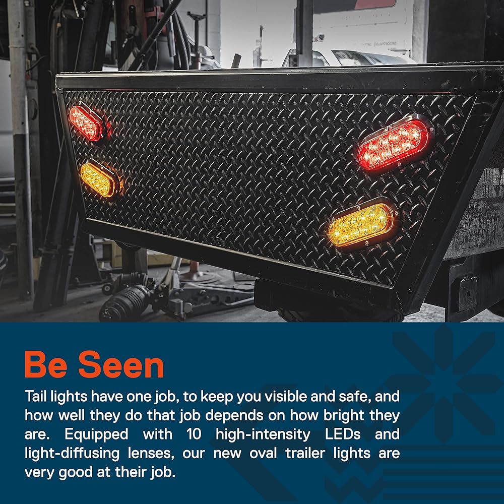 TRUE MODS 6 inch Amber Oval LED Trailer Tail Light [Dot FMVSS 108] [SAE I6P] [surface installation] [IP67 Waterproof] [Park & Winker] Marine Trailer Light Bat Trailer RV Truck for RV Trucks