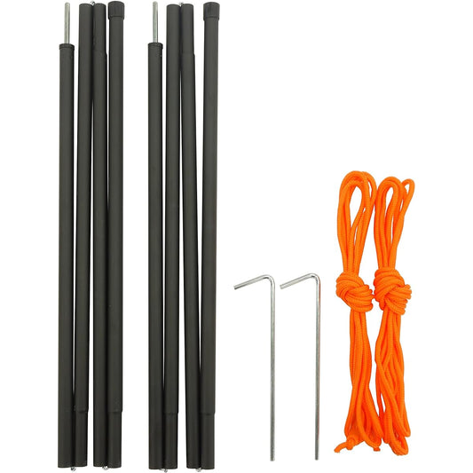 CAPTAIN STAG Tent/Tarp Parts Pole Steel Pole Set of 2 2 Guide Ropes 350cm and 2 Steel Pegs 20cm Included Black UA-4514 / UA-4515