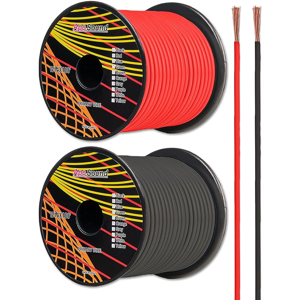 GS POWER 10 Gauge Stranding Flexible Bronze Copper Aluminum CCA Primary Car Wire Car Auto Video Amplifier 12 Bolt Trailer Harness Hook Up Drone Model Train Wiring 100 Feet Red & 100 Feat Black